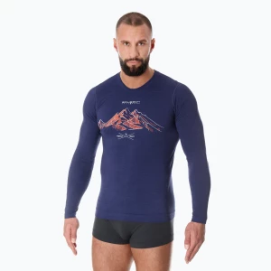 Longsleeve termoaktywny męski Brubeck Outdoor Wool Pro ciemnoniebieski