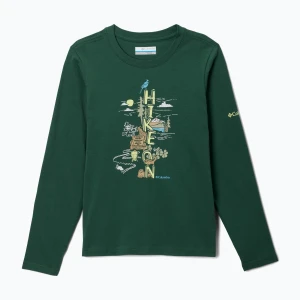 Longsleeve trekkingowy dziecięcy Columbia Dobson Pass Graphic Tee rain forest/hike on