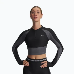 Longsleeve treningowy damski Under Armour HeatGear Rib 1/4 Zip black/castlerock/white