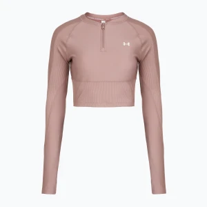 Longsleeve treningowy damski Under Armour HeatGear Rib 1 / 4 Zip tourmaline pink / tourmaline pink / white