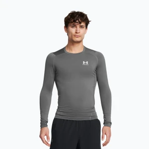 Longsleeve treningowy męski Under Armour Heat Gear Armour Comp castlerock / white Szary