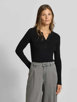 Longsleeve w dzianinowej optyce, krój slim fit MYON Czarny