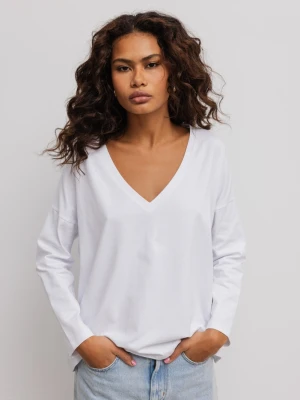 LONGSLEEVE z dekoltem w kształcie V w kolorze BIAŁYM-S Marsala