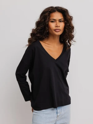 LONGSLEEVE z dekoltem w kształcie V w kolorze CZARNYM-L Marsala