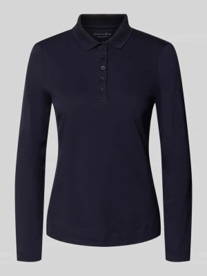 Longsleeve z kołnierzykiem polo i zapięciem na guziki Christian Berg Ciemnoniebieski
