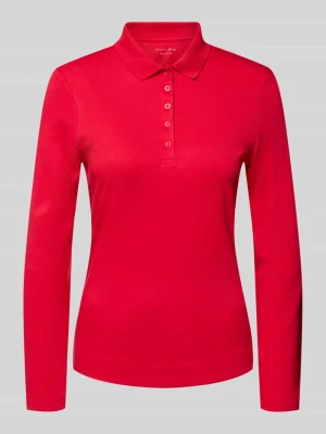 Longsleeve z kołnierzykiem polo i zapięciem na guziki Christian Berg Czerwony