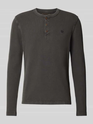 Longsleeve ze strukturalnym wzorem i listwą guzikową Superdry Antracytowy