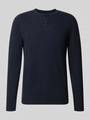 Longsleeve ze strukturalnym wzorem i listwą guzikową Superdry Granatowy