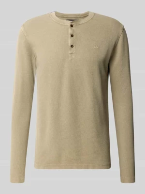 Longsleeve ze strukturalnym wzorem i listwą guzikową Superdry Khaki