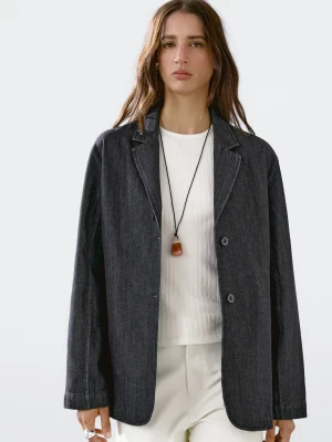Luźna Marynarka Jeansowa - Czarny - - Massimo Dutti - Kobieta
