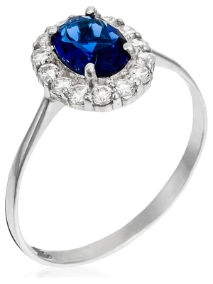 L'OR by Diamanta Złoty pierścionek "Bleu merveilleux" z cyrkoniami rozmiar: 60