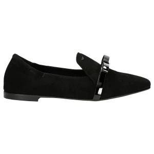 Czarne welurowe lordsy z lakierowana kokardka 45008-61 Wojas