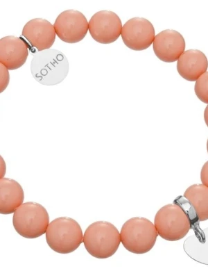 Łososiowa bransoletka serduszko srebro perły SWAROVSKI® ELEMENTS SOTHO