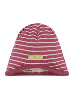 loud + proud Dwustronna czapka beanie w kolorze czerwono-kremowym rozmiar: 110/116