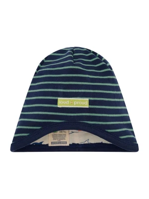 loud + proud Dwustronna czapka beanie w kolorze granatowo-zielono-kremowym rozmiar: 74/80