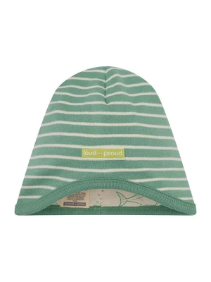 loud + proud Dwustronna czapka beanie w kolorze zielono-kremowym rozmiar: 122/128