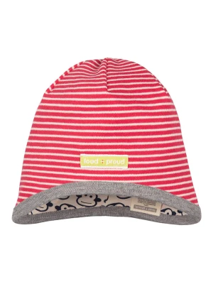 loud + proud Dwustronna czapka w kolorze czerwono-biało-grantowym rozmiar: 74/80