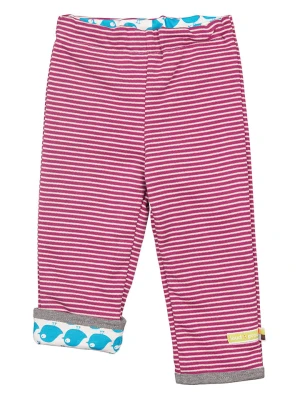 loud + proud Dwustronne spodnie w kolorze fioletowo-biało-błękitnym rozmiar: 74/80