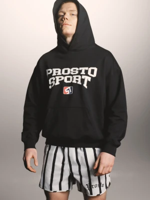 Lounge bluza z kapturem bawełniana męska czarna Klasyk