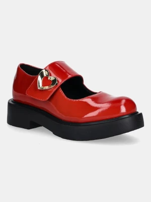 Love Moschino baleriny skórzane kolor czerwony JA10114G1NIH0500