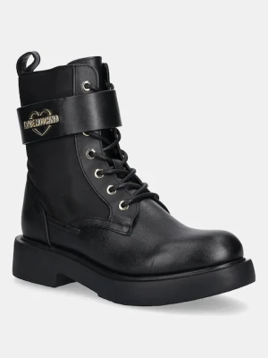 Love Moschino botki damskie kolor czarny na płaskim obcasie JA24024G1NIN100A