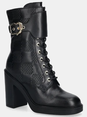 Love Moschino botki skórzane damskie kolor czarny na słupku JA2435AG0NIA0000