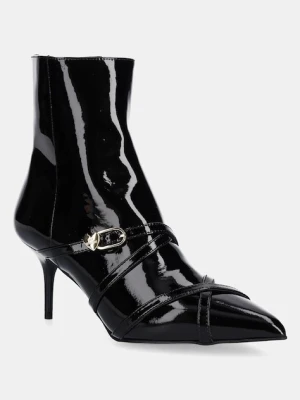 Love Moschino botki skórzane damskie kolor czarny na szpilce JA21047G1NIH0000