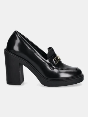 Love Moschino czółenka skórzane kolor czarny na słupku JA1018AG1NJD0000