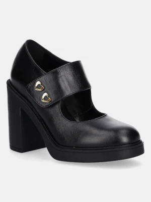 Love Moschino czółenka skórzane kolor czarny na słupku JA1043AG0NIA0000