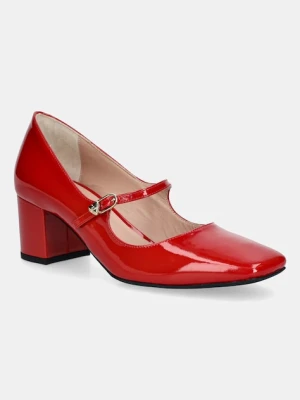 Love Moschino czółenka skórzane kolor czerwony na słupku JA10385G1NIH0500