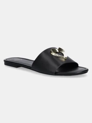 Love Moschino klapki skórzane damskie kolor czarny JA28161G0MIA0000