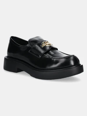 Love Moschino mokasyny skórzane damskie kolor czarny na platformie JA10404G1MJD0000