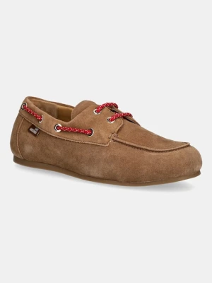Love Moschino mokasyny zamszowe damskie kolor beżowy na płaskim obcasie JA10191G1NIG0210