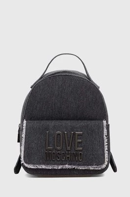 Love Moschino plecak bawełniany kolor szary mały z aplikacją