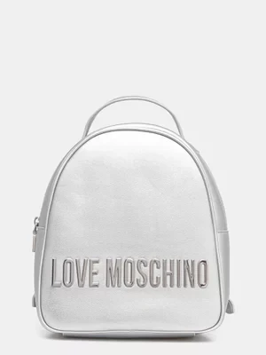 Love Moschino plecak damski kolor srebrny mały z aplikacją JC4197PP1