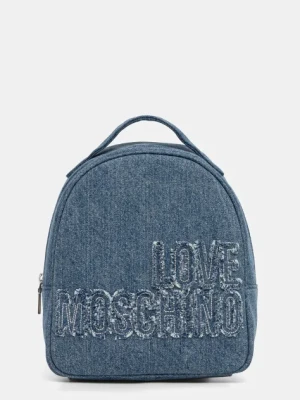 Love Moschino plecak jeansowy damski kolor niebieski mały z aplikacją JC4246PP0MKM0750