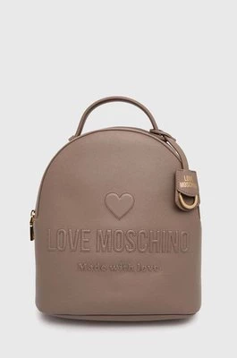 Love Moschino plecak skórzany damski kolor beżowy mały gładki JC4116PP1LL1000A