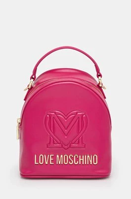 Love Moschino plecak skórzany damski kolor różowy mały z aplikacją JC4361PP0L