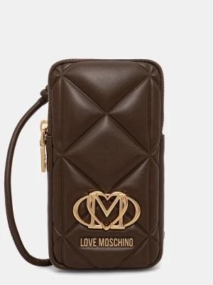 Love Moschino pokrowiec na telefon damski z imitacji skóry brązowy