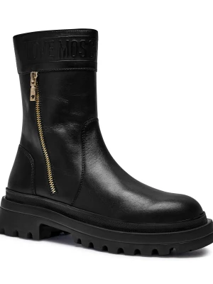 Love Moschino Skórzane botki Her 50 czarny