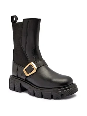 Love Moschino Skórzane botki na platformie