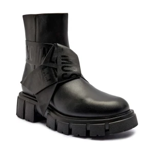 Love Moschino Skórzane botki na platformie