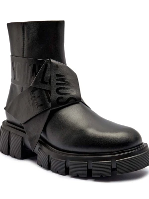 Love Moschino Skórzane botki na platformie