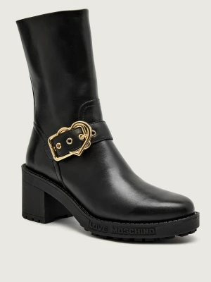 Love Moschino Skórzane botki na słupku