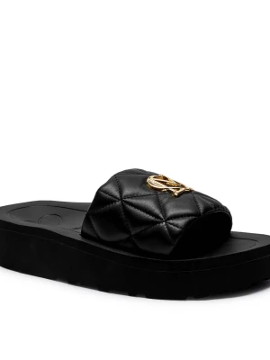 Love Moschino Skórzane klapki czarny