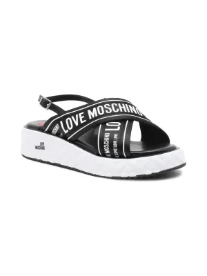 Love Moschino Skórzane sandały NASTROLOGO