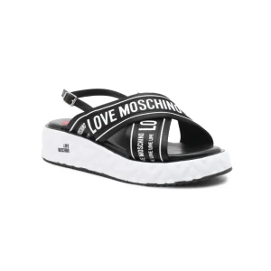 Love Moschino Skórzane sandały NASTROLOGO