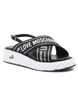 Love Moschino Skórzane sandały NASTROLOGO