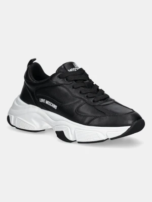 Love Moschino sneakersy skórzane damskie kolor czarny JA15246G1NIA0000
