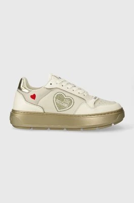Love Moschino sneakersy skórzane kolor beżowy JA15204G1IJC290A